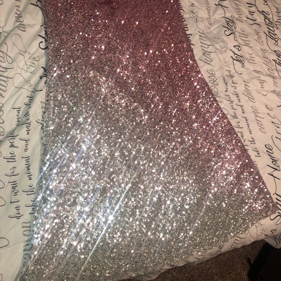 Pink and Silver Ombré Sequin Gown - Picture 2 of 5